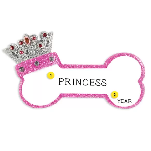 Clearance PolarX Personalized Princess Dog Bone Ornament