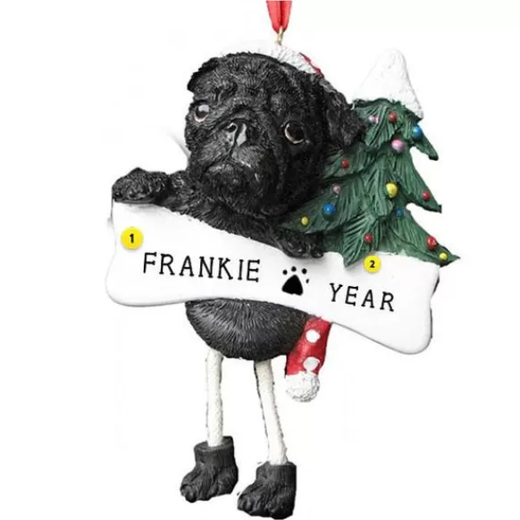 Cheap E & S Imports Personalized Pug Dog Ornament - Black