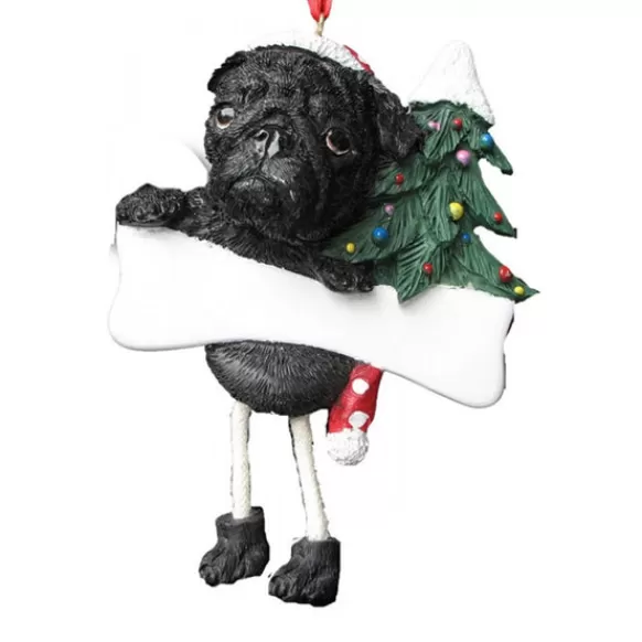 Cheap E & S Imports Personalized Pug Dog Ornament - Black