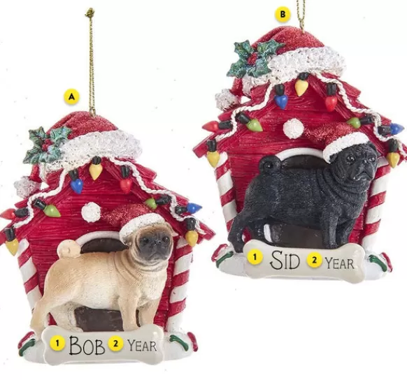 Store Kurt Adler Personalized Pug In Dog House Ornament