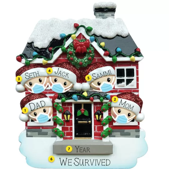 New Personalized Quarantined At Home Family Of 5 Ornament Vaccinated / Covid-19