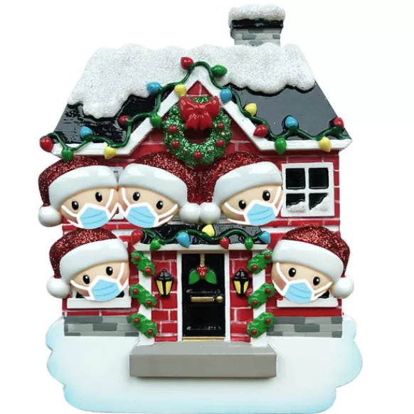 New Personalized Quarantined At Home Family Of 5 Ornament Vaccinated / Covid-19