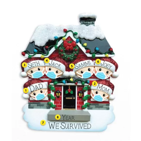 Outlet Personalized Quarantined At Home Family Of 6 Ornament Vaccinated / Covid-19