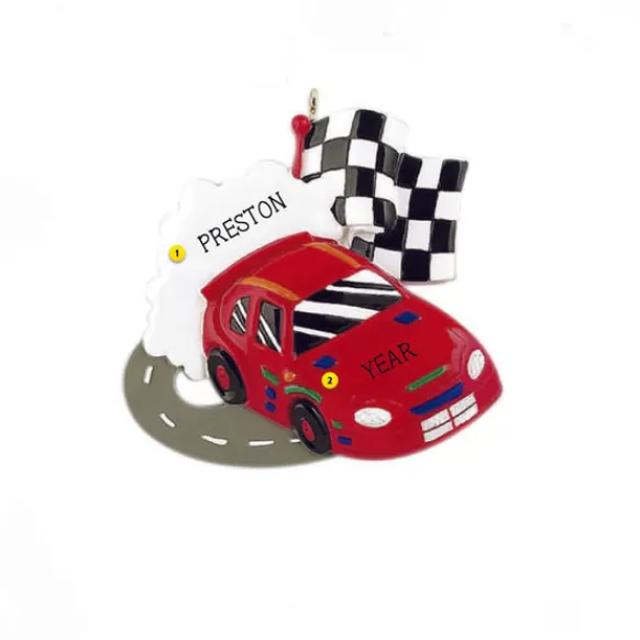 Cheap Rudolph & Me Personalized Race Car Track Ornament