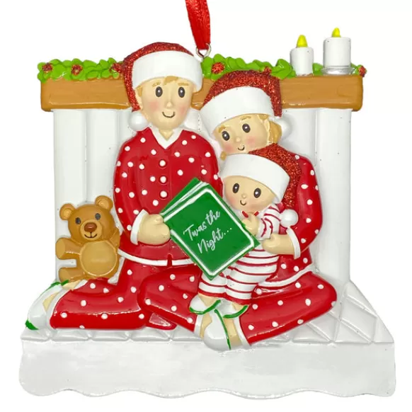 Best PolarX Personalized Reading In Bed Family Of 3 Ornament