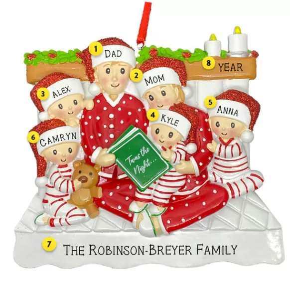 Best PolarX Personalized Reading In Bed Family Of 6 Ornament