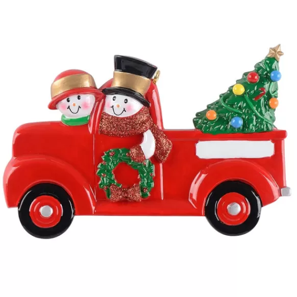 Cheap Personalized Red Truck Snowman Couple Ornament Couples