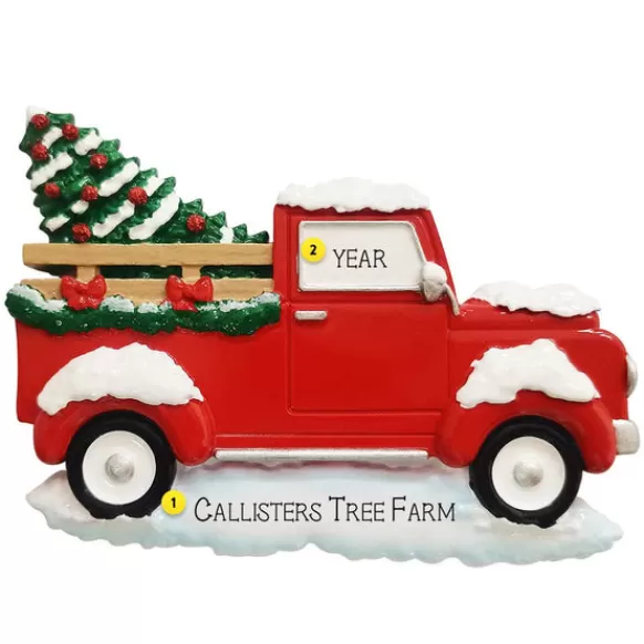 Sale PolarX Personalized Red Truck With Christmas Tree Ornament