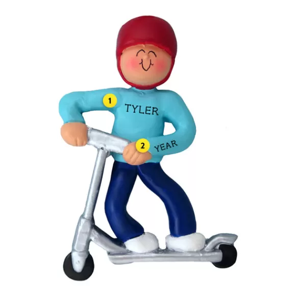 Best Personalized Riding Scooter Ornament - Male Growing Up