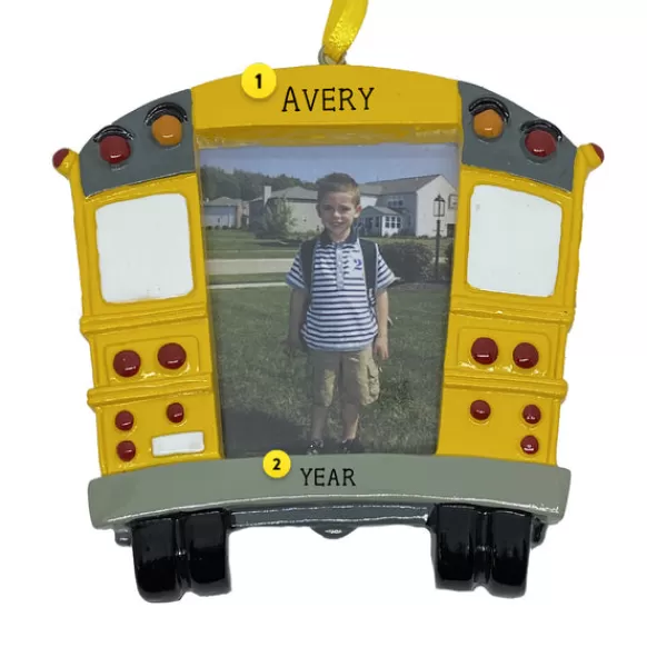 New Personalized School Bus Picture Frame Ornament School Days