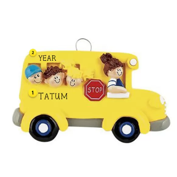 Best Sale Personalized School Bus With Children Ornament School Days