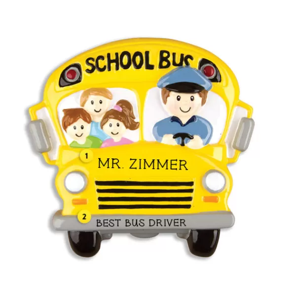 Best Sale Personalized School Bus With Riders Ornament School Days