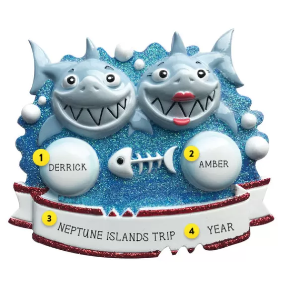 Best Sale Personalized Shark Couple Ornament Couples