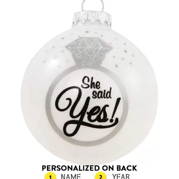 Best Sale Personalized She Said Yes Engagement Ornament Engaged, Wedding, & Anniversary