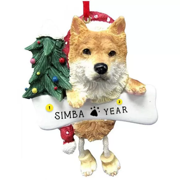 Clearance E & S Imports Personalized Shiba Inu Dog Ornament