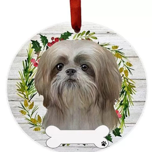 Flash Sale E & S Imports Personalized Shih Tzu Ornament - Tan & White