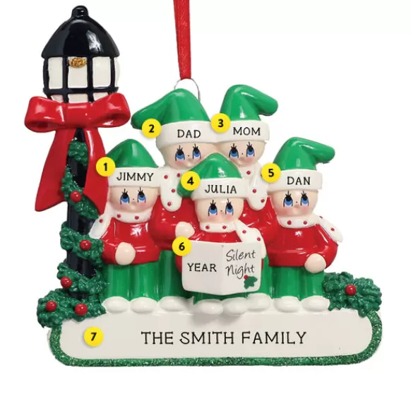 Shop Rudolph & Me Personalized Silent Night Caroling Family Of 5 Ornament