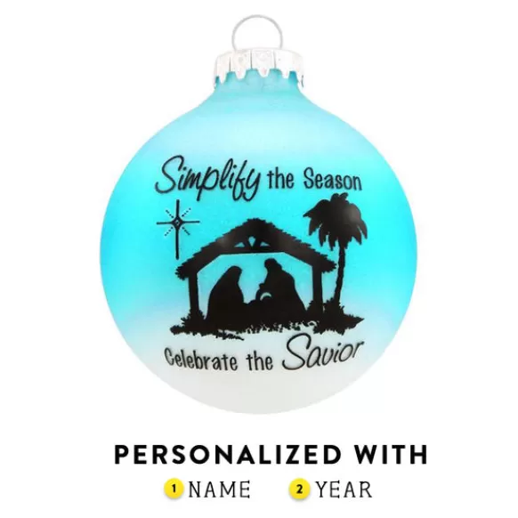 Cheap Personalized Simplify The Season Nativity Bulb Ornament Angels & Religious