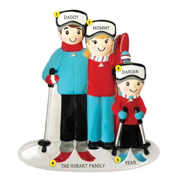 Best PolarX Personalized Skiing Family Of 3 Ornament