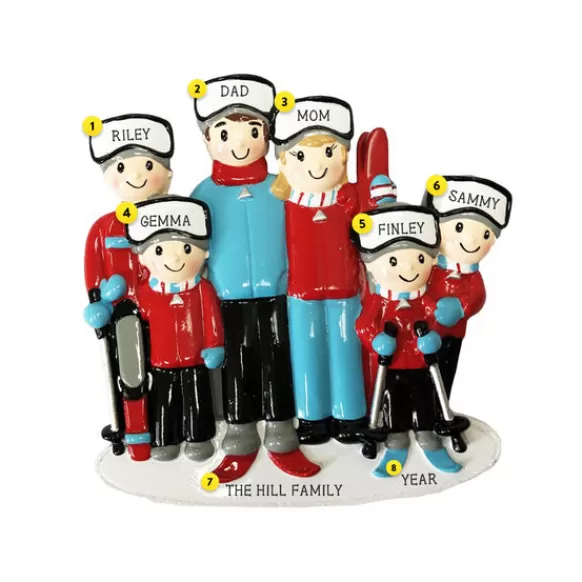 Best PolarX Personalized Skiing Family Of 6 Ornaments