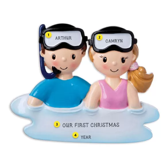 Best Sale PolarX Personalized Snorkel Couple Ornament