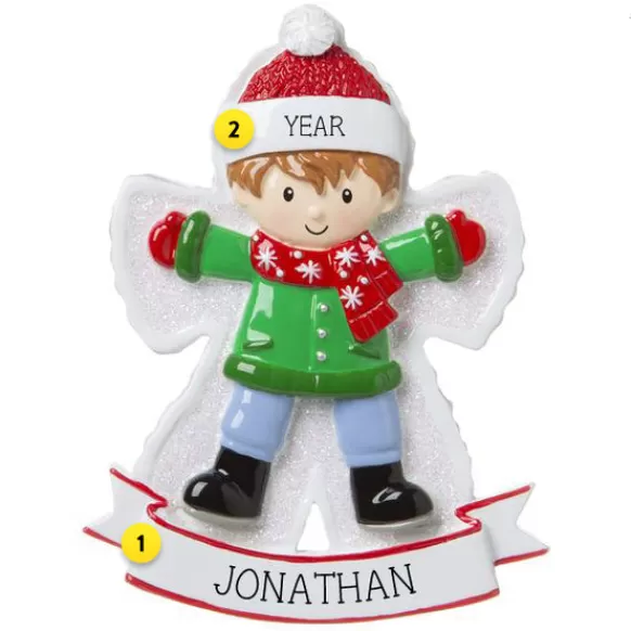 Sale Personalized Snow Angel Boy Ornament Growing Up