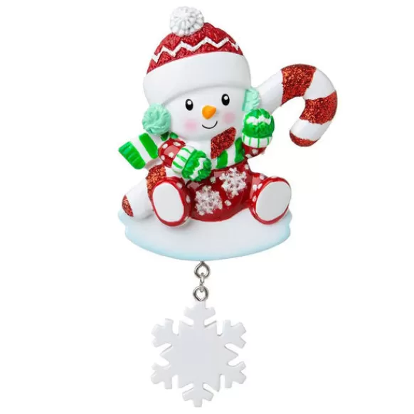 Best PolarX Personalized Snowman With Candy Cane Ornament