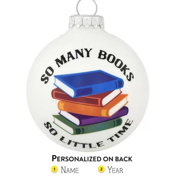 Best Personalized So Many Books Glass Ornament Hobbies & Activities