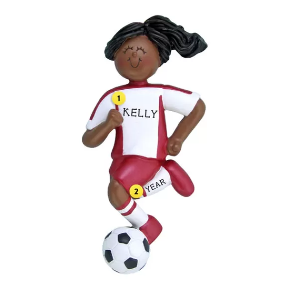 Store Ornament Central Personalized Soccer Player Ornament - African-American Female