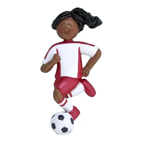 Store Ornament Central Personalized Soccer Player Ornament - African-American Female