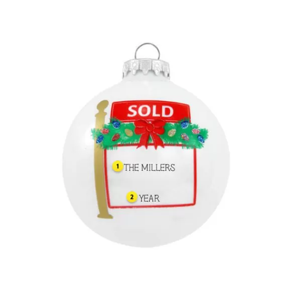 Best Sale Personalized Sold Realty Sign Glass Bulb Ornament Home & Housewarming