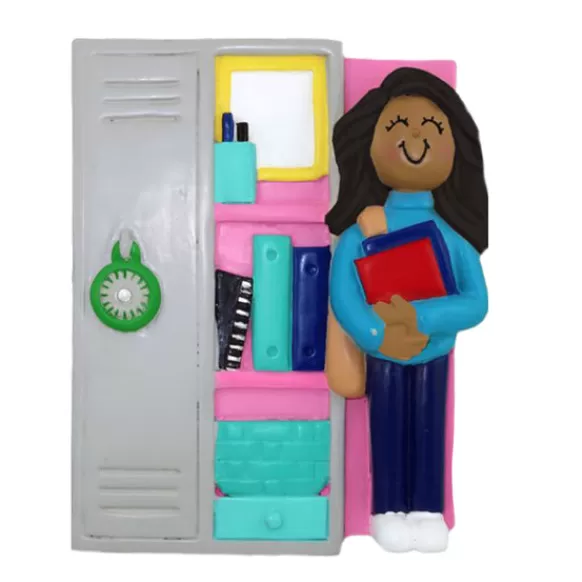 Discount Personalized Student Locker Ornament - Female, African American School Days