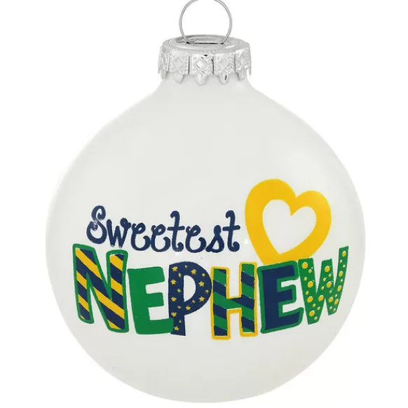 Cheap Personalized Sweetest Nephew Glass Bulb Ornament Family Members