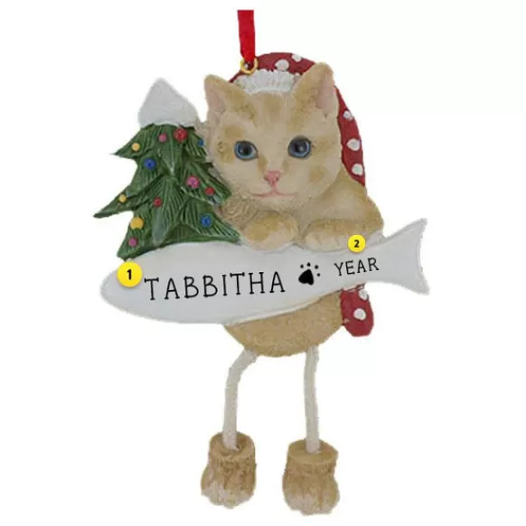 New E & S Imports Personalized Tabby Cat Ornament - Orange