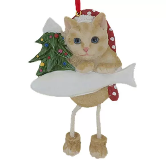 New E & S Imports Personalized Tabby Cat Ornament - Orange