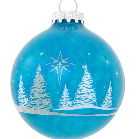 New Bronners Personalized Tree And Star Blue Glass Bulb Ornament