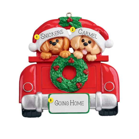 Best Sale Rudolph & Me Personalized Two Dogs In Car Ornament