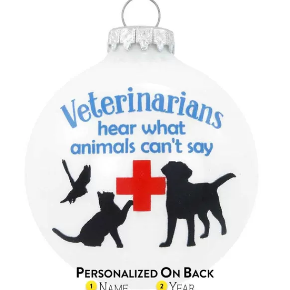 Cheap Bronners Personalized Veterinarian Glass Ornament