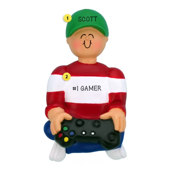 Best Personalized Video Game Player Ornament-Boy Fun & Games