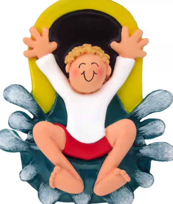 Best Ornament Central Personalized Water Slide Ornament -Male, Blonde Hair