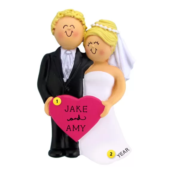 Discount Personalized Wedding Couple Ornament - Blonde Male And Female Engaged, Wedding, & Anniversary