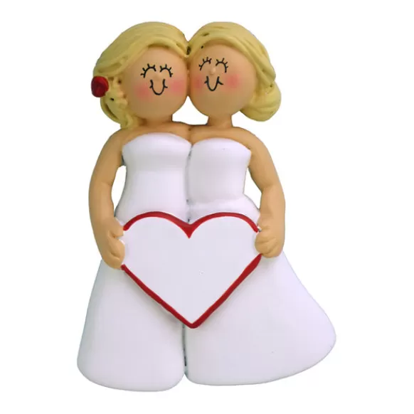 Clearance Personalized Wedding Couple Ornament - Two Blonde Brides Engaged, Wedding, & Anniversary