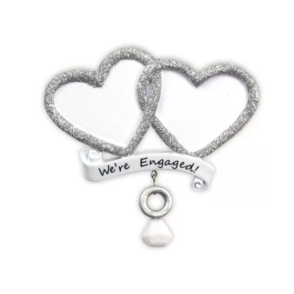 Discount Personalized We'Re Engaged! Double Heart Ornament Engaged, Wedding, & Anniversary