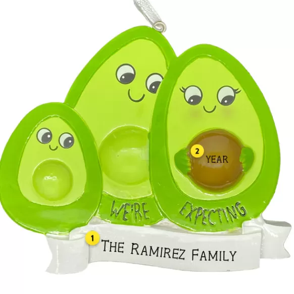 Best Sale Personalized We'Re Expecting Avocado Family With 1 Child Ornament Expecting & New Family