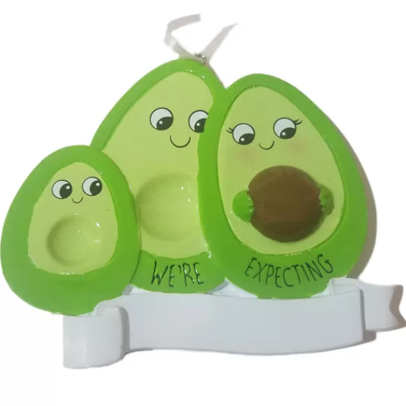 Best Sale Personalized We'Re Expecting Avocado Family With 1 Child Ornament Expecting & New Family