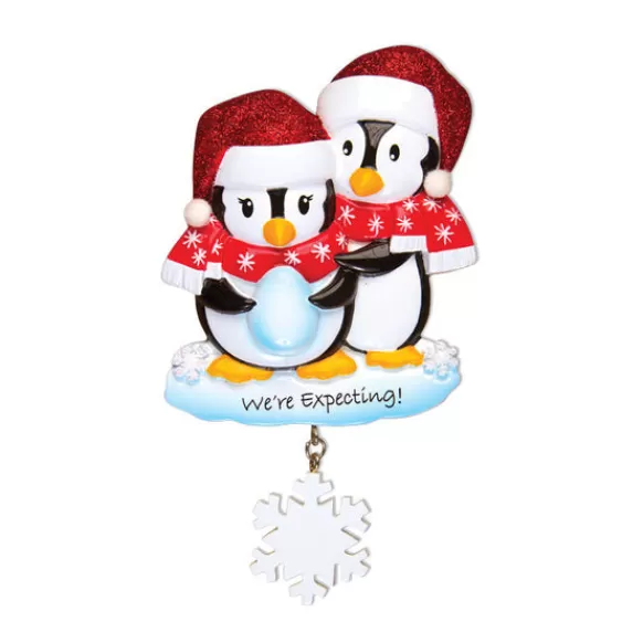 Sale Personalized We'Re Expecting Penguin Couple Ornament Expecting & New Family