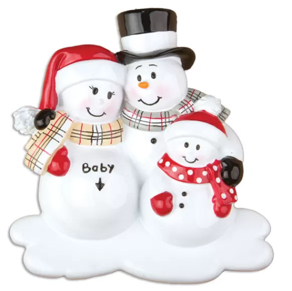 Best Sale Personalized We'Re Expecting Snowman Family With 1 Child Ornament Expecting & New Family