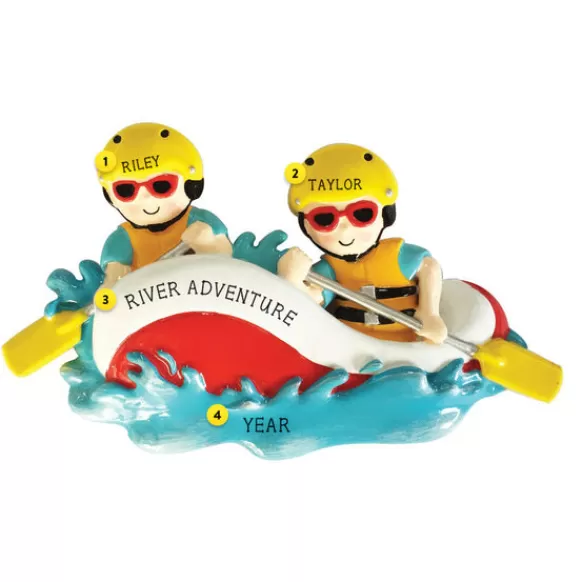 Best Sale PolarX Personalized White Water Rafting Couple Ornament