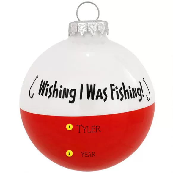 Fashion Personalized Wish I Was Fishing Glass Bulb Ornament Fish & Reptile