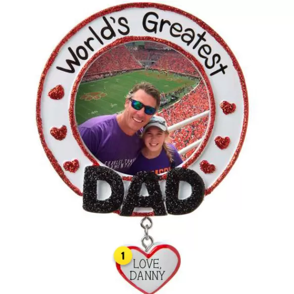 Flash Sale Personalized World's Greatest Dad Frame Ornament Family Members